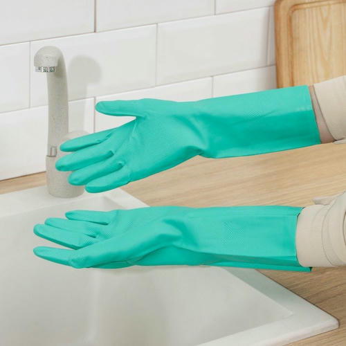 Перчатки хозяйственные неопреновые Доляна, особопрочные, ХБ напыление, размер M — изображение 2