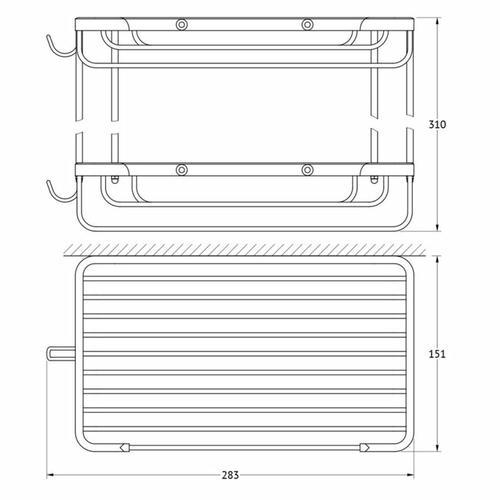 Полочка-решётка с крючками двухъярусная, размер 26 х 26 см, хром — изображение 2