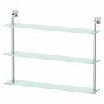 Полка трёхъярусная, ширина 80 см, матовое стекло, хром