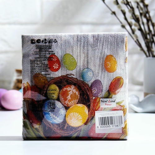 Салфетки бумажные New Line FRESCO Яйца тюльпаны, 2сл, 33*33, 20 шт — изображение 2