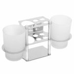 Держатель для зубных щёток, настенный Accoona, 2 стакана, стекло, цвет хром