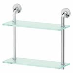 Полка двухъярусная, ширина 40 см, матовое стекло, хром