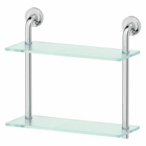 Полка двухъярусная, ширина 40 см, матовое стекло, хром
