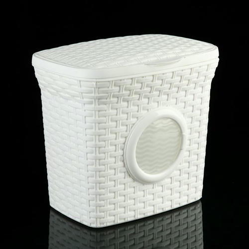 Контейнер для стирального порошка «Ротанг», 10 л, с иллюминатором, цвет белый