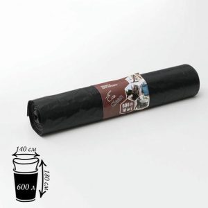 Мешки для мусора Ecoclean, 600 л, 50 мкм, 140x180 см, ПВД, 10шт, цвет чёрный