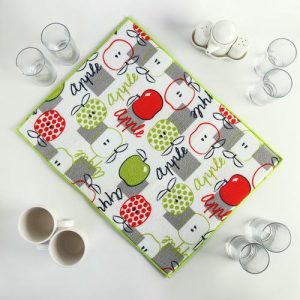 Коврик для сушки посуды Доляна «Яблоки», 38x51 см, микрофибра