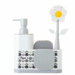 Щётка для мытья посуды Flower Power, в комплекте с губкой и дозатором на подставке