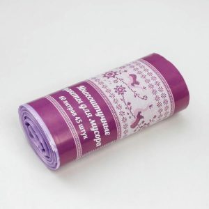 Мешки для мусора многопакетные «Узоры чистоты», 60 л, 60x70 см, 7,5 мкм, ПНД, 45 шт, цвет сиреневый