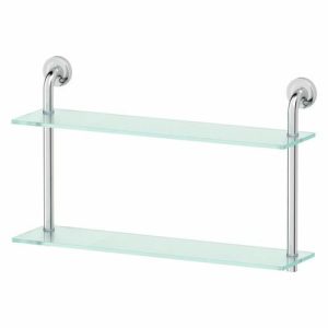 Полка двухъярусная, ширина 60 см, матовое стекло, хром