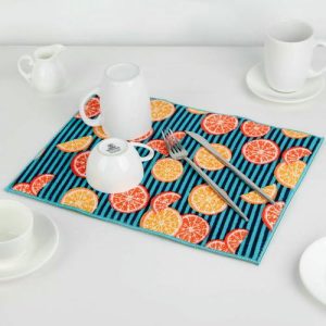 Коврик для сушки посуды Доляна «Цитрусы», 30x40 см, микрофибра