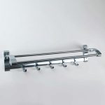 Полка откидная с держателем полотенец, 5 крючков, 59x12x15 см, алюминий