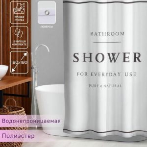 Штора для ванны Доляна SHOWER, с люверсами, 180x180 см, полиэстер