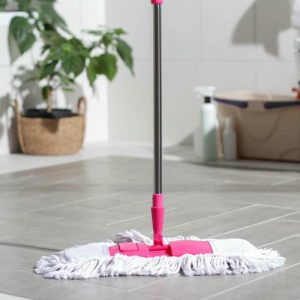 Швабра для мытья пола плоская Доляна, телескопическая стальная ручка 87-120 см, насадка х/б 43x12 см, цвет МИКС