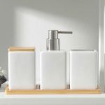 Набор аксессуаров для ванной комнаты SAVANNA Square, 4 предмета (дозатор для мыла, 2 стакана, подставка), цвет белый