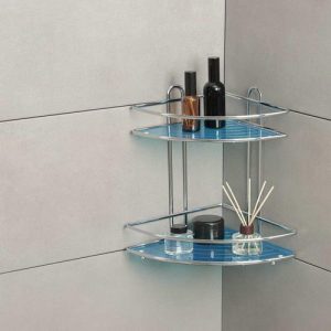 Полка угловая 2-х ярусная с пластиковым дном Доляна, 30,5x22x32 см