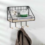 Полка на 4 крючка Доляна «Кантри», 21x25x12,5 см, цвет чёрный