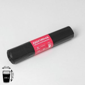 Мешки для мусора Доляна «Профи», 100 л, 63x105 см, 50 мкм, ПВД, 10 шт, цвет чёрный