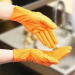 Набор перчаток, нитрил усиленый, размер L, 10 шт, цвет оранжевый