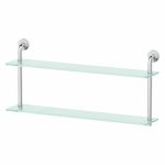 Полка двухъярусная, ширина 80 см, матовое стекло, хром