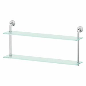 Полка двухъярусная, ширина 80 см, матовое стекло, хром