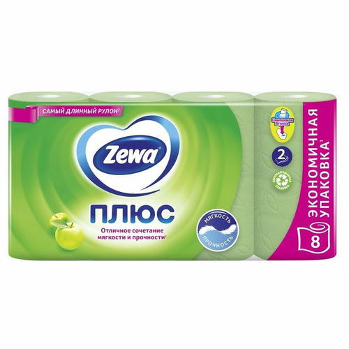 Туалетная бумага Zewa Плюс аромат «Яблоко» 2 слоя, 8 рулонов — изображение 2