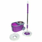 Набор для уборки: ведро на колёсиках с металлической центрифугой 14 л, швабра, запасная насадка из микрофибры, цвет МИКС