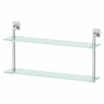 Полка двухъярусная, ширина 70 см, матовое стекло, хром