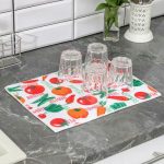 Коврик для сушки посуды Доляна «Овощи», 30x40 см, микрофибра