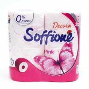 Туалетная бумага Soffione Decoro Pink, 2 слоя, 4 рулона