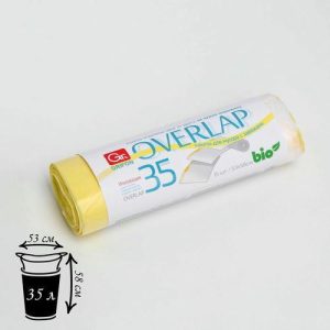 Мешки для мусора с завязками Bio Overlap, 35 л, 53x58 см, 10 мкм, ПНД, 15 шт , цвет жёлтый