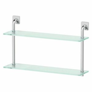 Полка двухъярусная, ширина 60 см, матовое стекло, хром