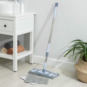 Швабра для мытья пола плоская Доляна, 2 насадки из микрофибры 36x17 см, телескопическая стальная ручка 92-136 см