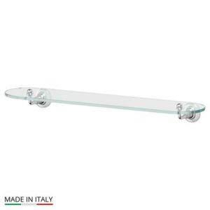 Полка с держателями, ширина 60 см, стекло, хром