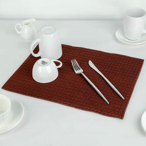 Коврик для сушки посуды Доляна, 30x40 см, микрофибра, цвет коричневый — изображение 2