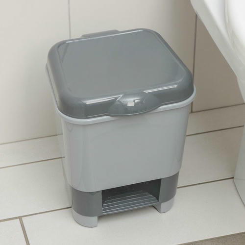 Контейнер для мусора с педалью RICCO, 8 л, 24x25,5x29,5 см, цвет серый — изображение 2