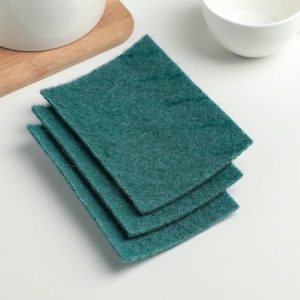 Набор губок-салфеток абразивных «Чистодел», 14x10x0,6 см, 3 шт