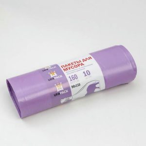 Мешки для мусора «Уфа ПАК», 160 л, 90x110 см, 34,5 мкм, ПВД, 10 шт, цвет фиолетовый