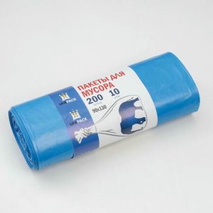 Мешки для мусора «Уфа ПАК», 200 л, 90x130 см, 36 мкм, ПВД, 10 шт, цвет синий