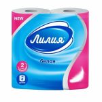 Туалетная бумага «Лилия», 2 слоя, 4 рулона, белый цвет