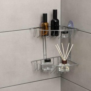 Полка угловая 2-х ярусная Доляна, 19x19x24 см, на вакуумных присосках