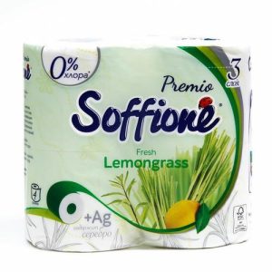 Туалетная бумага Soffione Премиум Фреш Лемонграсс 3 слоя 4 рулона
