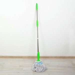 Швабра для мытья пола с отжимом Доляна, стальная ручка 122 см, насадка х/б, цвет МИКС