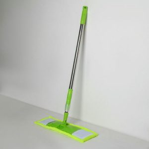 Швабра для мытья пола плоская Доляна, телескопическая стальная ручка 92-122 см, насадка из микрофибры 42x12 см, цвет МИКС