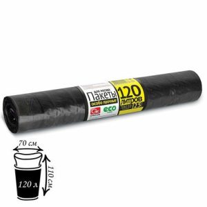 Мешки для мусора 120 л, 40 мкм, 70x110 см, ПВД, 25 шт, цвет чёрный