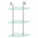 Угловая полка трёхъярусная, ширина 30 см, матовое стекло, хром