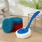 Губка для посуды абразивная с ручкой, 8x20 см, цвет МИКС