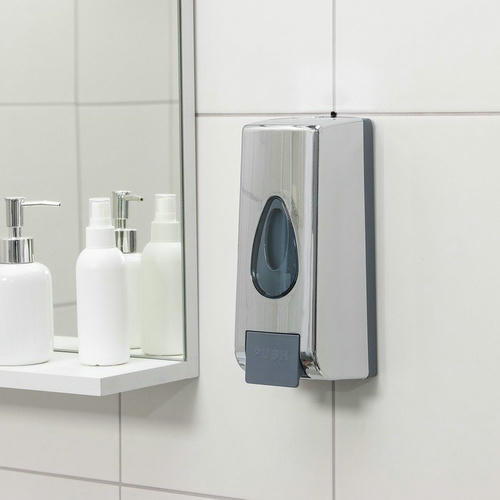 Диспенсер для антисептика или жидкого мыла механический, 600 мл, пластик, цвет хром