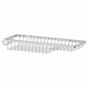 Полочка-решётка с крючками и мыльницей, ширина 28 см, хром