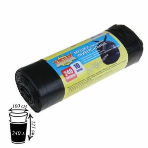 Мешки для мусора «КРЕПАК», 240л, ПНД, 40 мкм, 100x125 см, 10 шт, цвет чёрный