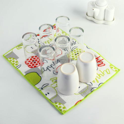 Коврик для сушки посуды Доляна «Яблоки», 30x40 см, микрофибра — изображение 2